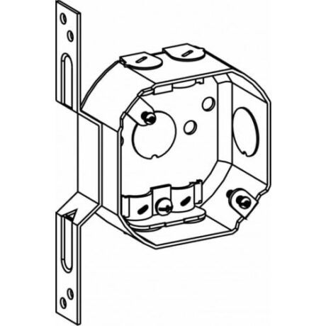 1-1/2” DEEP, 3-1/2” OCTAGON (3O) BOX DRAWN WITH NM CLAMPS AND FB BRACKET