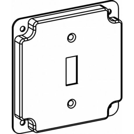 RAISED 1/2”, 4” SQUARE (4S) TOGGLE SWITCH INDUSTRIAL COVER WITH CRUSHED CORNER