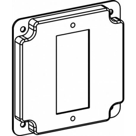 RAISED 1/2”, 4” SQUARE (4S) GFCI / DECORATIVE SWITCH INDUSTRIAL COVER WITH CRUSHED CORNER