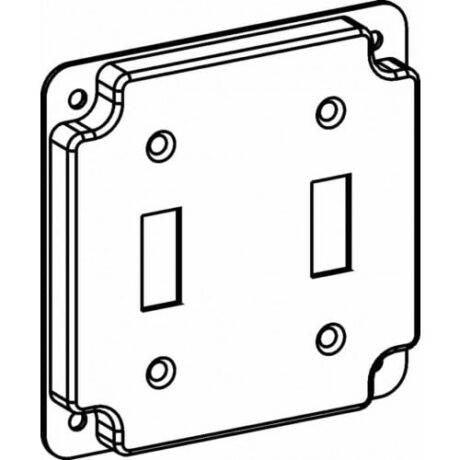 RAISED 1/2”, 4” SQUARE (4S) 2 TOGGLE SWITCHES INDUSTRIAL COVER WITH CRUSHED CORNER