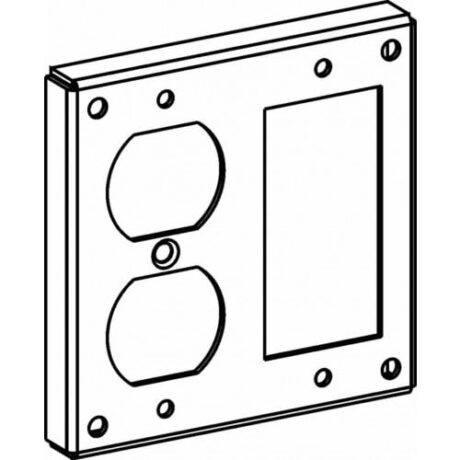 RAISED 1/2”, 4” SQUARE (4S) GFCI / DUPLEX RECEPTACLE INDUSTRIAL COVER