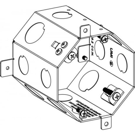 FAN RATED, 4” DEEP, 4” OCTAGONAL CONCRETE BOX WITH 3/4” & 1/2” KO