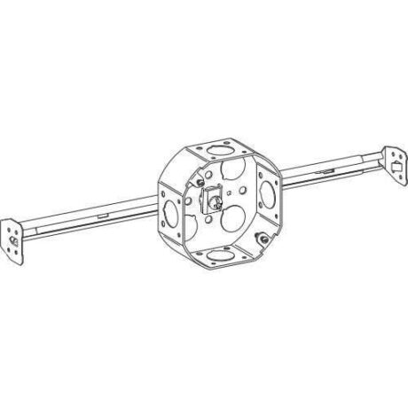 1-1/2" DEEP, 4" (4O) WELDED OCTAGON STEEL BOX WITH BAR HANGER