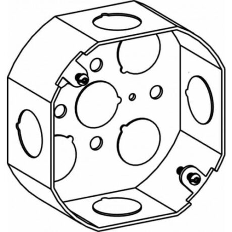 1-1/2" DEEP, 4" (4O) WELDED OCTAGON STEEL BOX WITH 1/2" KO