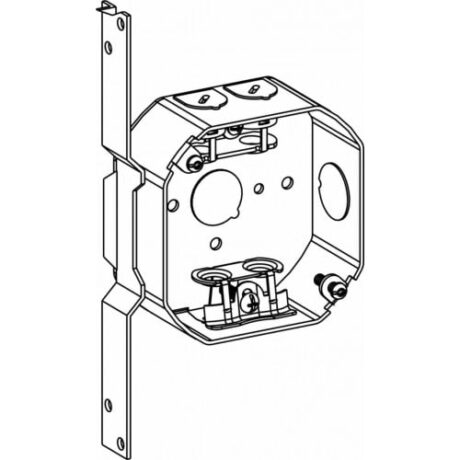 1-1/2" DEEP, 4" (4O) WELDED OCTAGON STEEL BOX WITH MC CLAMPS AND FB BRACKET