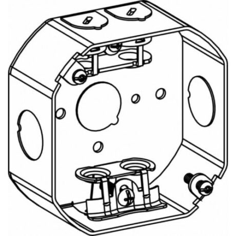 1-1/2" DEEP, 4" (4O) WELDED OCTAGON STEEL BOX WITH MC CLAMPS