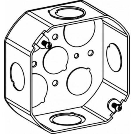 1-1/2" DEEP, 4" (4O) WELDED OCTAGON STEEL BOX WITH 1/2" AND 3/4" MKO