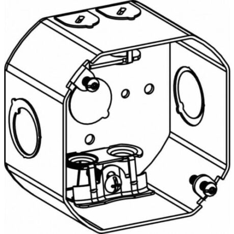 2-1/8" DEEP, 4" (4O) WELDED OCTAGON STEEL BOX WITH MC CLAMPS