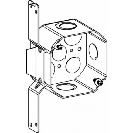 2-1/8" DEEP, 4" (4O) WELDED OCTAGON STEEL BOX WITH MKO & FB BRACKET