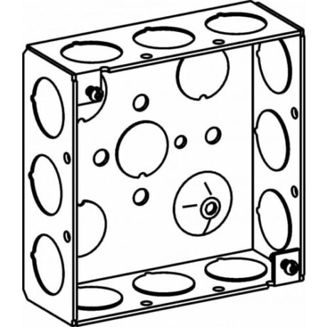 1-1/2” DEEP, 4” SQUARE (4S) BOX WELDED WITH 1/2” KO