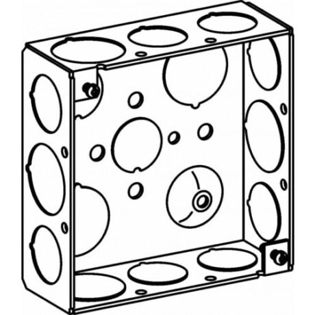 1-1/2” DEEP, 4” SQUARE (4S) BOX WELDED WITH 1/2” & 3/4” KO