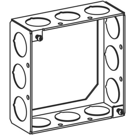 1-1/2” DEEP, 4” SQUARE (4S) EXTENSION RING WELDED WITH 1/2” KO