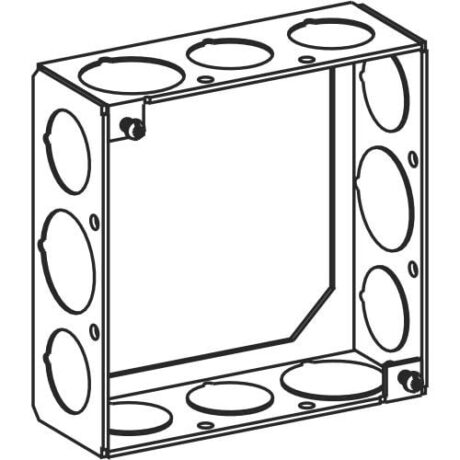 1-1/2” DEEP, 4” SQUARE (4S) EXTENSION RING WELDED WITH 1/2” & 3/4” KO