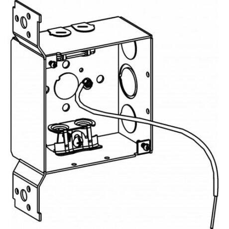 2-1/8” DEEP, 4” SQUARE (4S) DEEP BOX WELDED WITH MC CLAMPS, FB BRACKET & PIGTAIL
