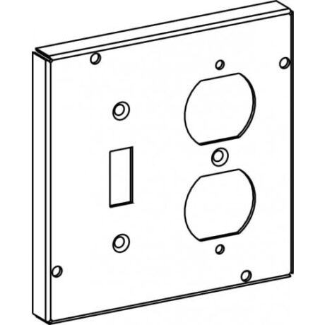 RAISED 1/2”, 4-11/16” SQUARE (5S) TOGGLE SWITCH / DUPLEX RECEPTACLE INDUSTRIAL COVER