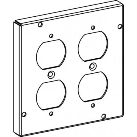RAISED 1/2”, 4-11/16” SQUARE (5S) 2 DUPLEX RECEPTACLES INDUSTRIAL COVER
