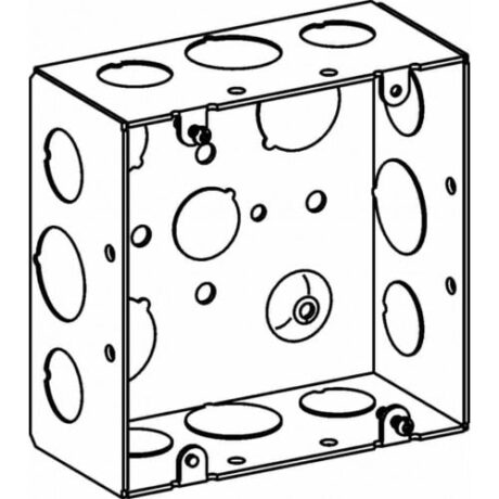 2-1/8” DEEP, 4-11/16” SQUARE (5S) WELDED BOX WITH 1/2” & 3/4” KO