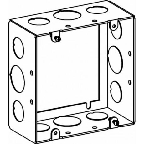 2-1/8” DEEP, 4-11/16” SQUARE (5S) EXTENSION RING WELDED WITH 1/2” & 3/4” KO