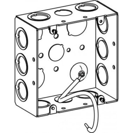 2-1/8” DEEP, 4-11/16” SQUARE (5S) BOX WELDED WITH MKO & PIGTAIL