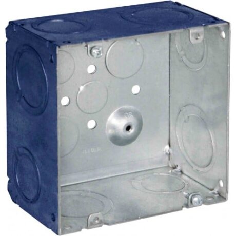 2-1/2" DEEP, 4-11/16" (5S) WELDED SQUARE LARGE CAPACITY BOX WITH 3/4", 1" & 1-1/4" MKO, PAINTED BLUE