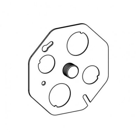 FLAT, 4” OCTAGONAL CONCRETE BOX BLANK COVER WITH 1/2” & 3/4” KO & FIXTURE STUD