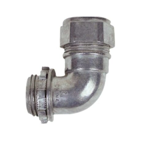 ZINC DIE CAST 90° ANGLE EMT CONNECTOR COMPRESSION TYPE - Image 1