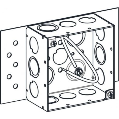 4” SQUARE, 2-1/8” DEEP BOX WITH MKO, 10” PIGTAIL AND BACK MOUNTING PLATE