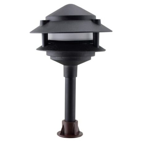 LED OUTDR 2-TIER PGODA FRSTD LENS CST AL, 12V, 3000K L2020B-BK-WW - Image 1