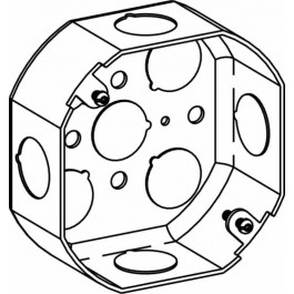 1-1/2" DEEP, 4" (4O) DRAWN OCTAGON STEEL BOX WITH 1/2" KO