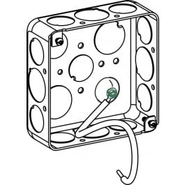 1-1/2” DEEP, 4” SQUARE (4S) BOX DRAWN WITH 1/2” & 3/4” KO & PIGTAIL