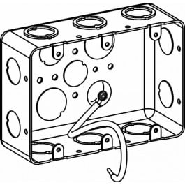 2-1/8” DEEP, 3-GANG DRAWN MULTIGANG HANDY BOX WITH PIGTAIL