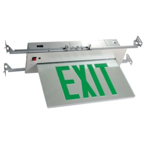 RECESSED MOUNT EDGE-LIT LED EXIT SIGN ESRE-A-1-G-2C-120