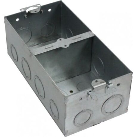 2 GANG 4x8 FLOOR BOX 3” DEEP, 1/2”&3/4” KO, 1/2”, 1” CKO WITH OLD WORK CLIP FLB-48DB