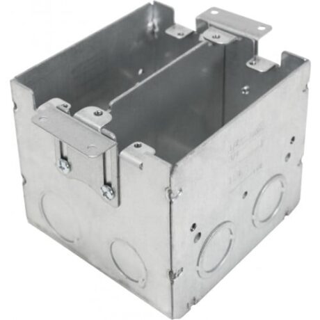 ADJUSTABLE 2-GANG 4S FLOOR BOX 3-1/2” DEEP, 1/2”&3/4” KO, 3/4” CKO, 0 - 1" ADJUSTABLE, WITH PARTITION FLB-4SEDB-2G