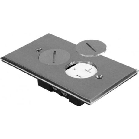 FLOOR BOX ROUND PLUG TYPE COVER ONLY WITH DUPLEX RECEPTACLE (T.R.), STAINLESS STEEL FLB-R1G-C-SS