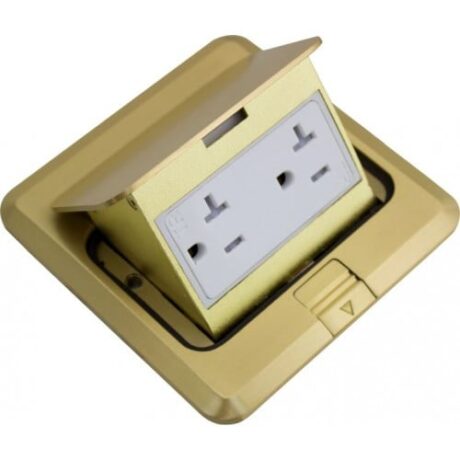 FLOOR BOX POP-UP COVER ONLY WITH DUPLEX RECEPTACLE (T.R.), SQUARE COVER, BRASS FLBPU-D-S-C-BR