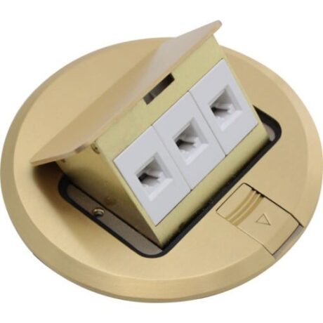 FLOOR BOX POP-UP COVER ONLY WITH LOW-VOLTAGE (RJ45), ROUND COVER, BRASS FLBPU-L-R-C-SS