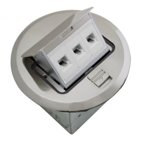 FLOOR BOX POP-UP WITH LOW VOLTAGE (RJ45), ROUND COVER, STAINLESS STEEL FLBPU-L-R-SS