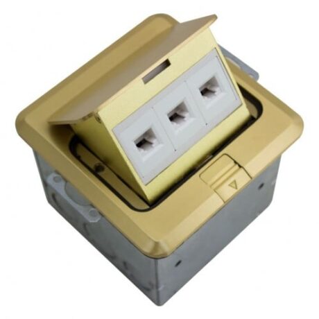 FLOOR BOX POP-UP WITH LOW VOLTAGE (RJ45), SQUARE COVER, BRASS FLBPU-L-S-BR
