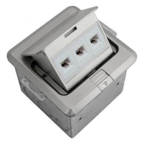 FLOOR BOX POP-UP WITH LOW VOLTAGE (RJ45), SQUARE COVER, STAINLESS STEEL FLBPU-L-S-SS