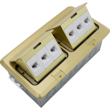 FLOOR BOX POP-UP WITH 2 LOW VOLTAGE (RJ45), BRASS FLBPU-LL-BR