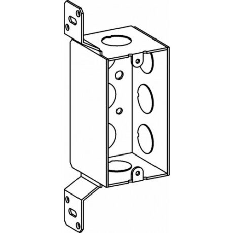 2-1/8” DEEP, 1-GANG WELDED DEEP HANDY BOX WITH 1/2” KO & FB BRACKET HDB-1-50-FB