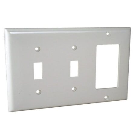 3-Gangs, 2 Toggle Switches & 1 Decorative or GFCI Standard Size Lexan Wallplate OP226-W