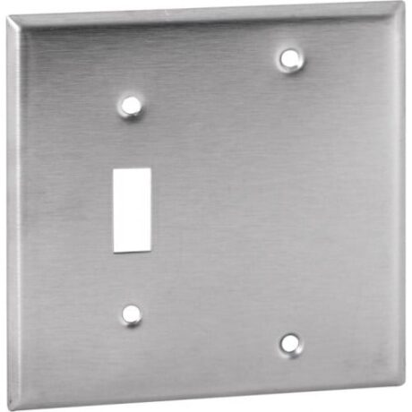 2 Gang, One Toggle Switch & Blank Stainless Steel Wallplate OS113