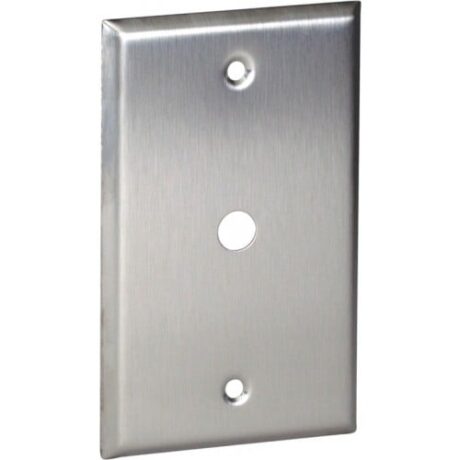1 Gang, Phone/Cable 0.406” Dia. Stainless Steel Wallplate OS11