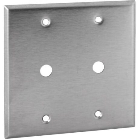 2 Gang, Phone/Cable 0.406” Dia. Stainless Steel Wallplate OS21