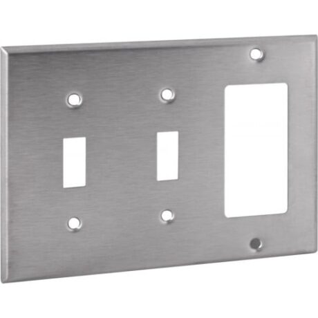 3 Gang, Two Toggle Switches / One GFCI Stainless Steel Wallplate OS226 - Image 1