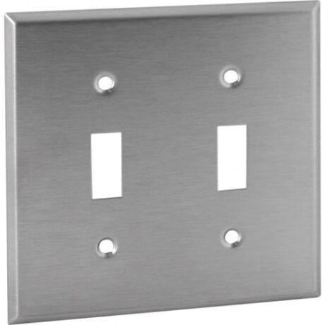 2 Gang, Toggle Switch Stainless Steel Wallplate OS2