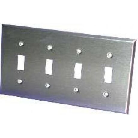 4 Gang, Toggle Switch Stainless Steel Wallplate OS4