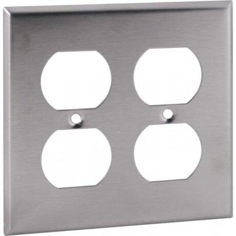 2 Gang, Duplex Receptacle Stainless Steel Wallplate OS82